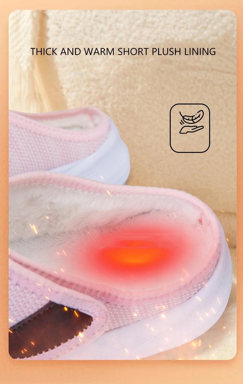 Frauen Winter Hausschuhe Warme Plüsch Breite Füße Geschwollene Indoor Hause Hausschuhe Damen Daumen Eversion Anpassung Diabetiker Schuhe Große Größe – Detail 8