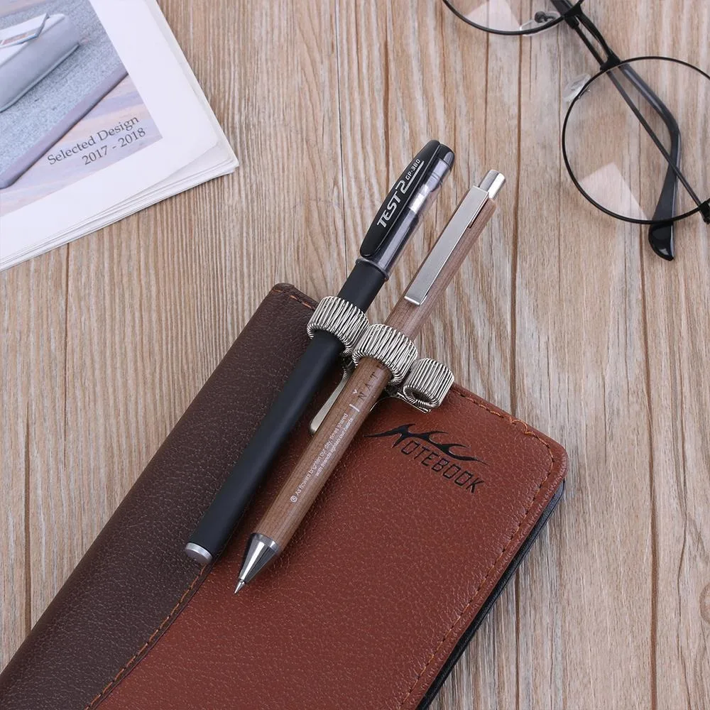 Pen Holder Pen And Brush Holder Pen Loop Pen Clip Single/Double/Triple Hole Metal Spring Pen Holder Pocket Clip Portable Doctors Nurse Uniform Office Supplies 1PC