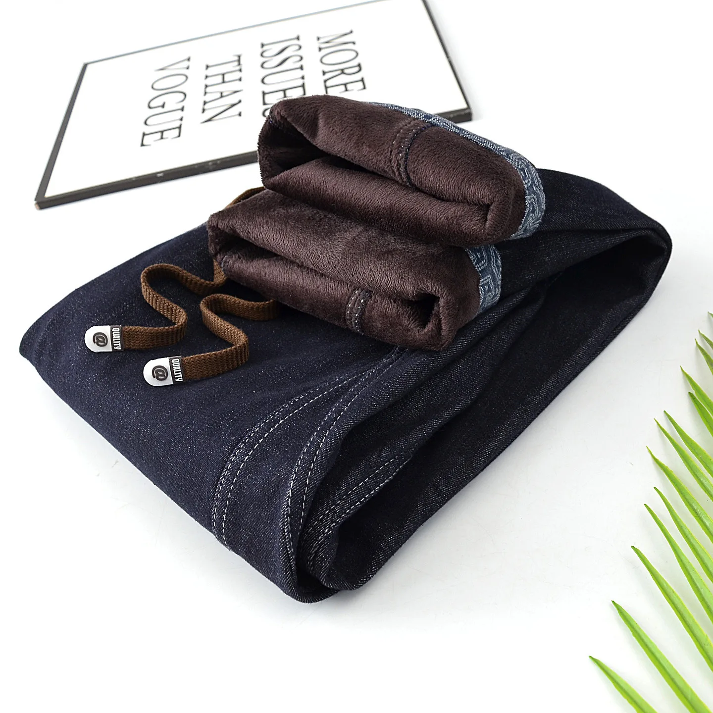 XXXL Fashion Plus Size Women's Jeans Winter New Style Casual Warm Fleece And Thickened Denim Ankle-Length Harem Pants 5395