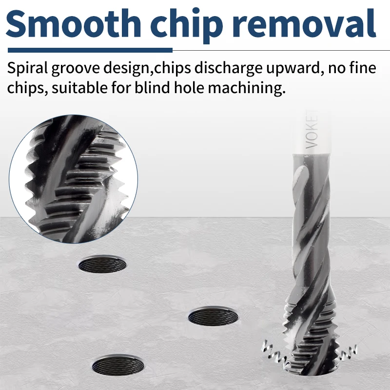 VOKET TAPS HSSE-PM JIS 미국 표준 스파이럴 플루트 탭 UNF UNC, 스테인리스 스틸 기계 나사산 탭