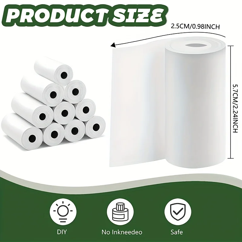 20 Rolls of 57Mm Wide White Thermal Paper Pocket Printers And Instant Cameras Roll, Printer Thermal Paper Photo Thermal Paper