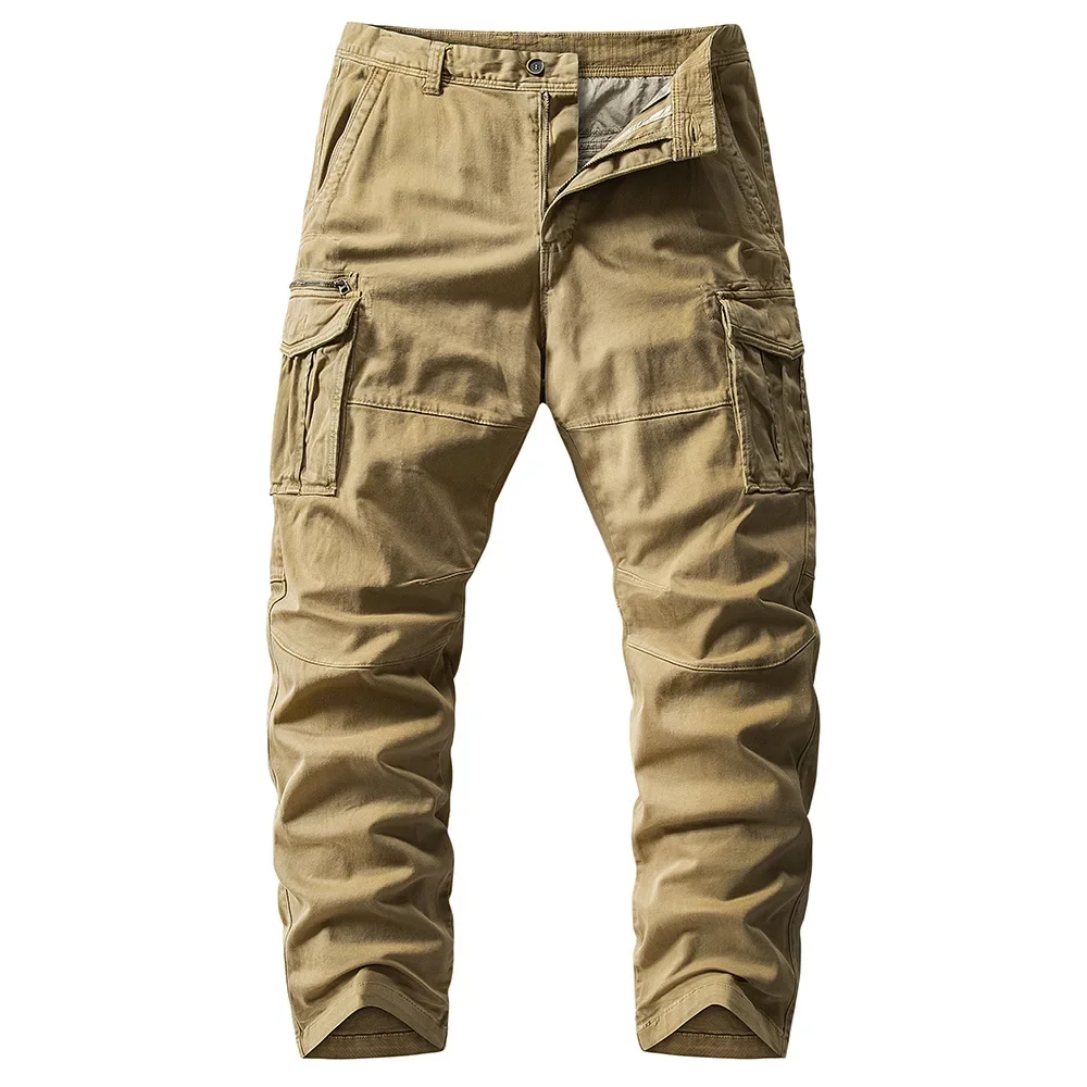 

Men Cargo Pants Cotton Casual Multi Pocket New Tactical Pants Male Outwear Loose Straight Slacks Long Trousers Training