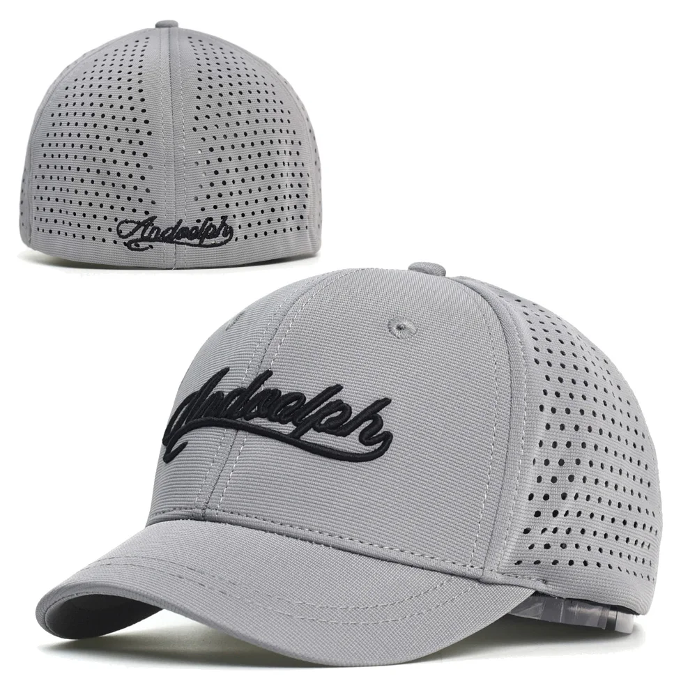 Mesh Short Brim Back Closed Baseball Cap Men Women Breathable Snapback Hats Fitted Dad Hat Adjustable Solid Trucker Style
