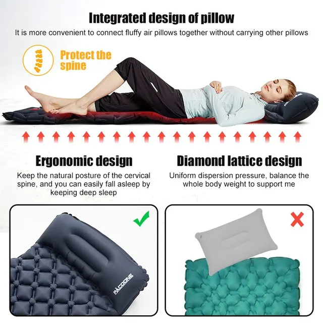 Inflatable Camping Mattress with Pillow 4