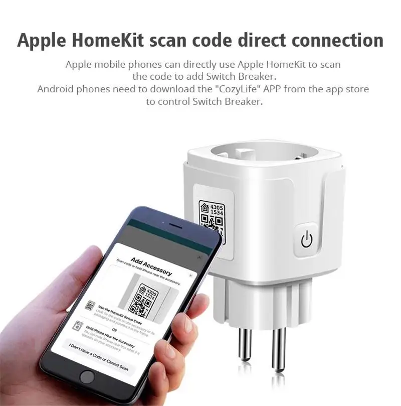 For Apple Homekit Plug EU Smart Socket 16A WiFi Outlet With