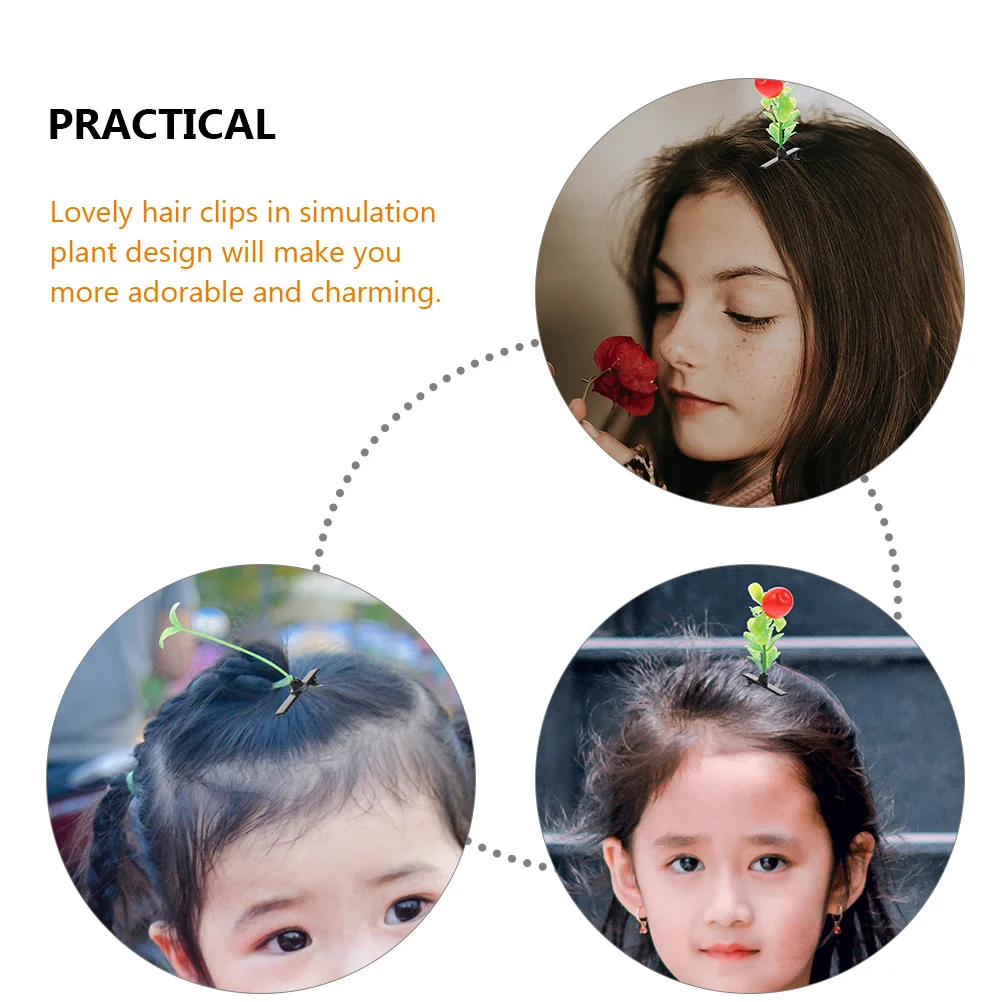 30 Pcs Simulation Plant Hair Clip Flower Hairpins Claw Clips Headgear Sprout Mushroom Iron Child