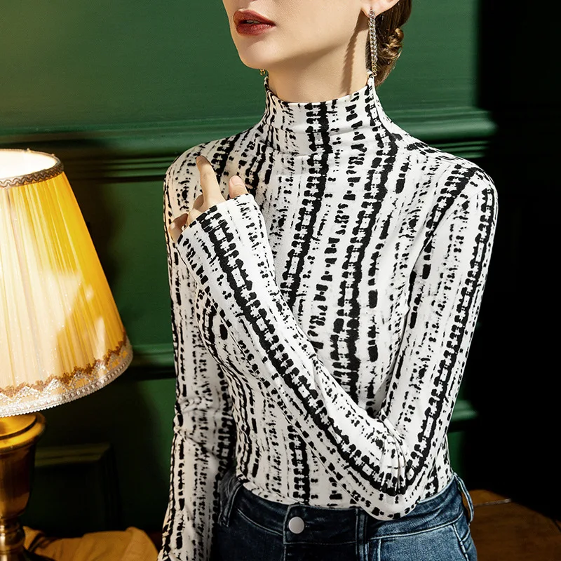 

High Quality 2024 Women Tops Print Splice T-shirt Female Clothing Winter Autumn Sexy Crop Top Clothes Casual Blouse Girl Y2k