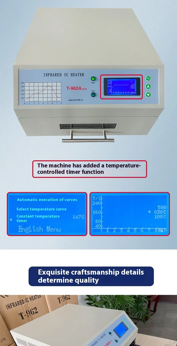 Newest T-962A V2.0 Infrared IC Heater T962A Desktop Reflow Oven BGA SMD SMT Rewo