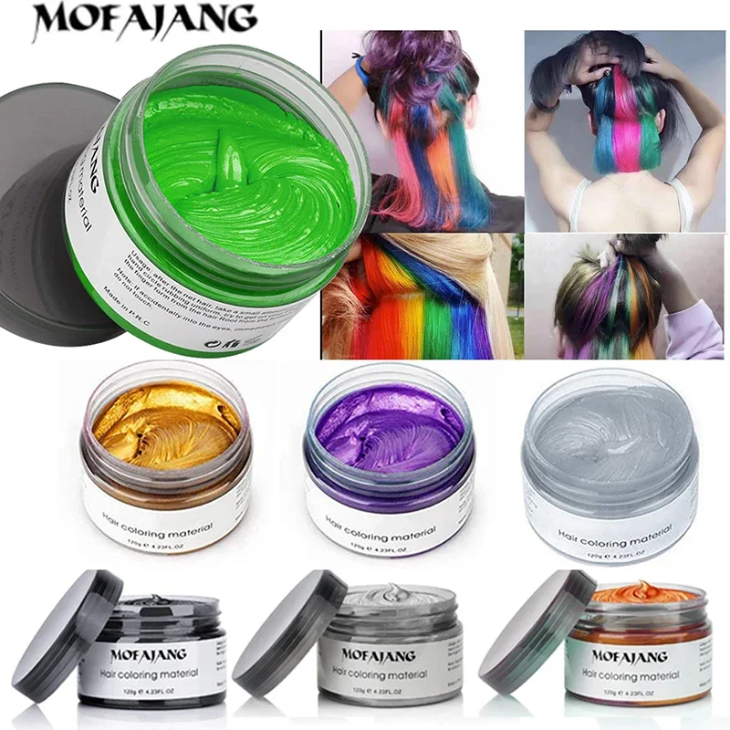 Women Men Natural Hair Strong Gel Cream Hair Dye Mofajang Color Hair Wax Styling Pomade Silver Grandma Grey Disposable