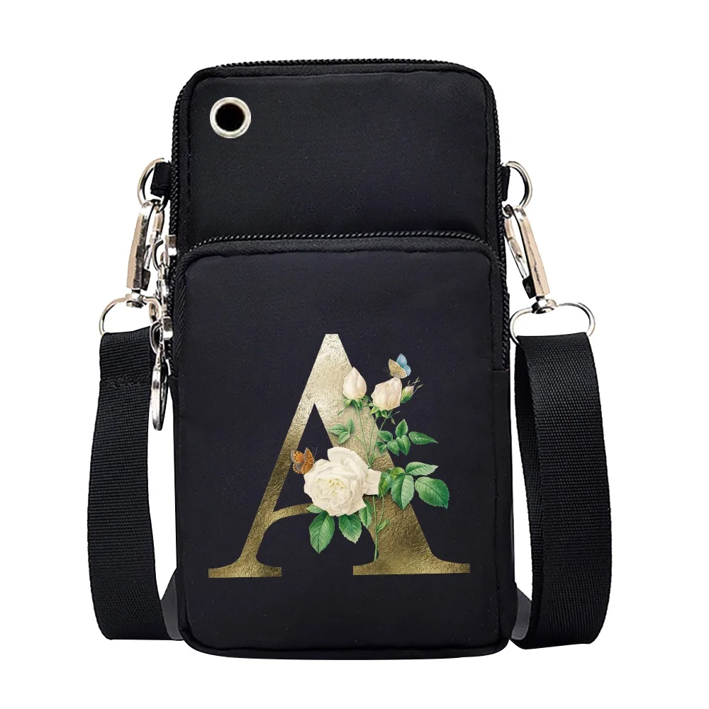 Unisex Mobile Phone Case Bags for Huawei Xiaomi iPhone Shoulder Satchels Women Pouch Golden-flower 26 Letters Series Wrist Pack Unisex Mobile Phone Case Bags for Huawei Xiaomi iPhone Shoulder Satchels Women Pouch Golden-flower 26 Letters Series Wrist Pack