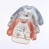 Baby Bibs Cute Colorful Cartoon Waterproof Bib Infant Eating Children Drawing Long Sleeve Pocket Apron Self Feeding Baby 0-3Y 1