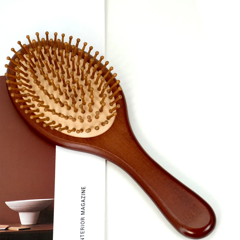 Eco-Friendly Bamboo Hair Brush – Natural Wooden Anti-Static Scalp Massager with Air Cushion Design for Effortless Detangling