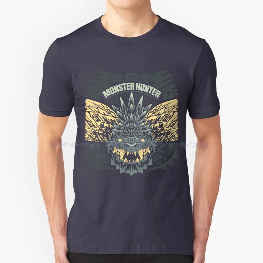 Nergigante Monster Hunter T Shirt 100% Cotone Tee Monster Hunter World Mhw Mh World Anjanath Barroth Bazelgeuse Deviljho Nero