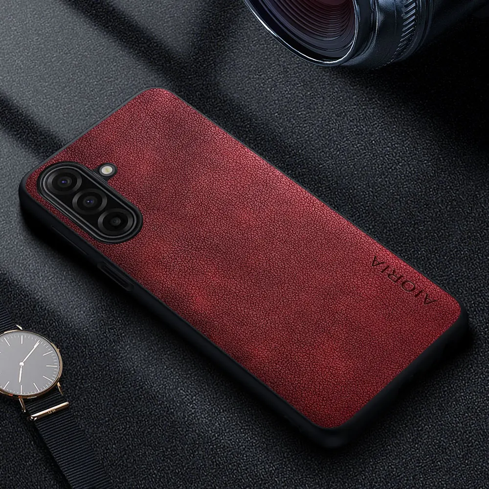 Premium Luxury Leather Retro Business Style Solid Color Phone Case