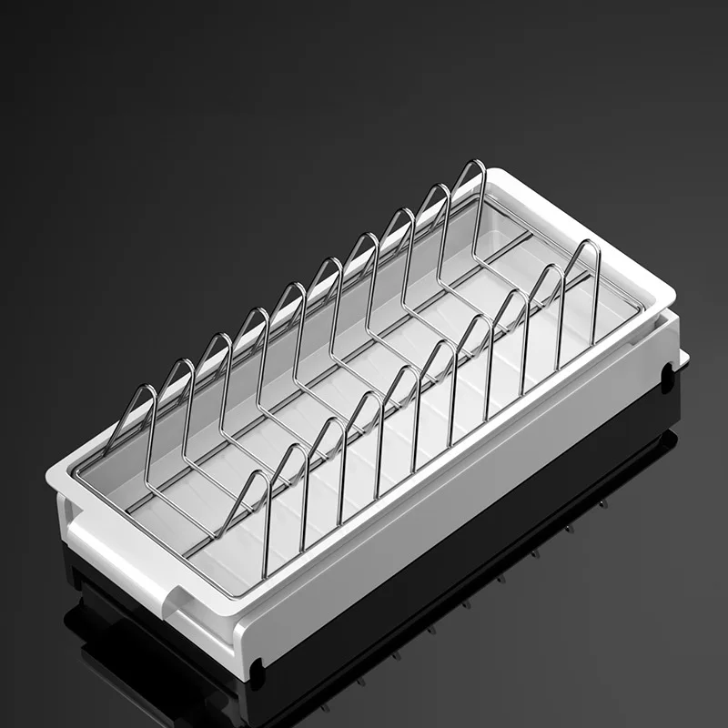 Kitchen Dish Rack Drawer Drying Rack Pull-out Sliding Bowls Dishes Drainer Storage Rack Sink Cabinet Organizer Tableware Holder