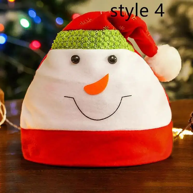 Cartoon Santa Hat Santa Claus Snowman Elk Embroidered Christmas Decoration for Christmas New Year Festive Holiday Party Supplies