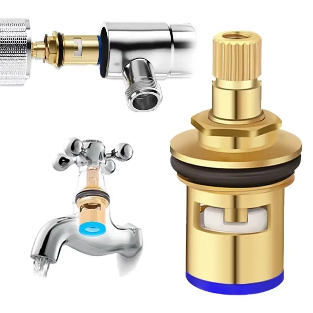 Brass Material Faucet Valve Core Threaded Design Ceramic Valve Faucet Cartridge Durable Copper Construction Faucet Inner Valve
