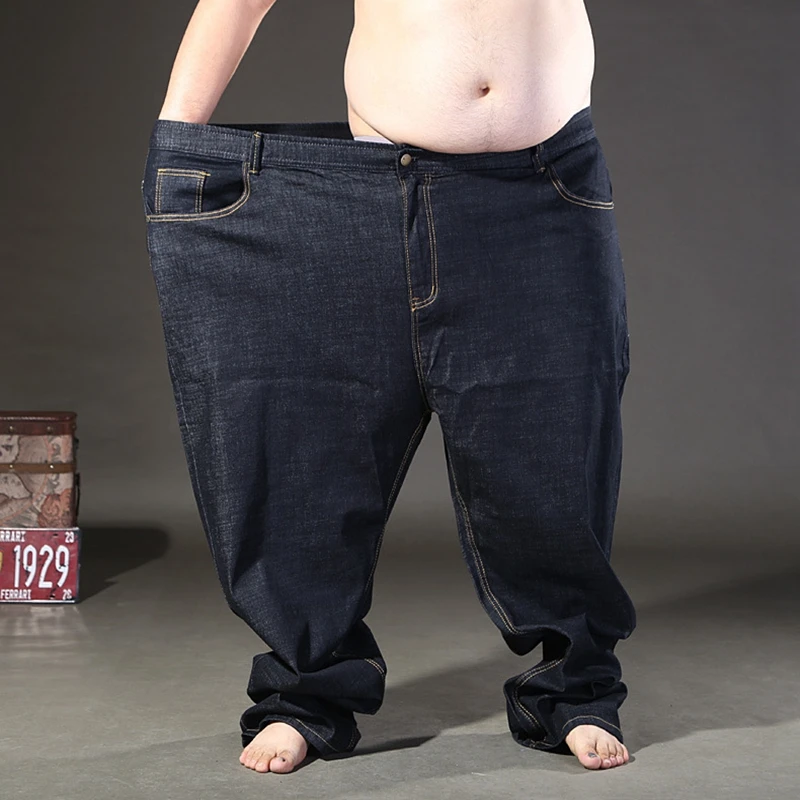 Plus Size Men's Stretch Jeans 200KG12XL 11XL 10XL 9XL Loose Pocket Zipper Oversized Jeans 5