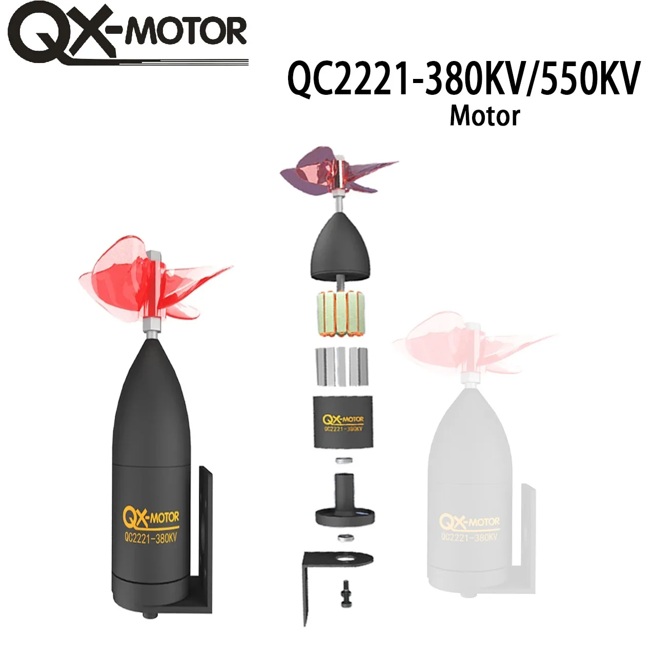 

QX-Motor QC2221-380kv 550kv CW/CCW Brushless Motor For Underwater Thrusters RC Fishing Bait Boat Model