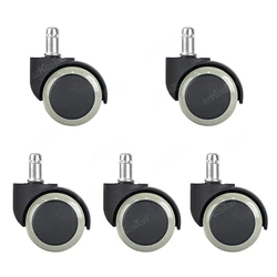 Set of 5 Heavy-Duty 2-Inch Universal Swivel Office Chair Wheels with Rubber Brake (5pcs-Grey)