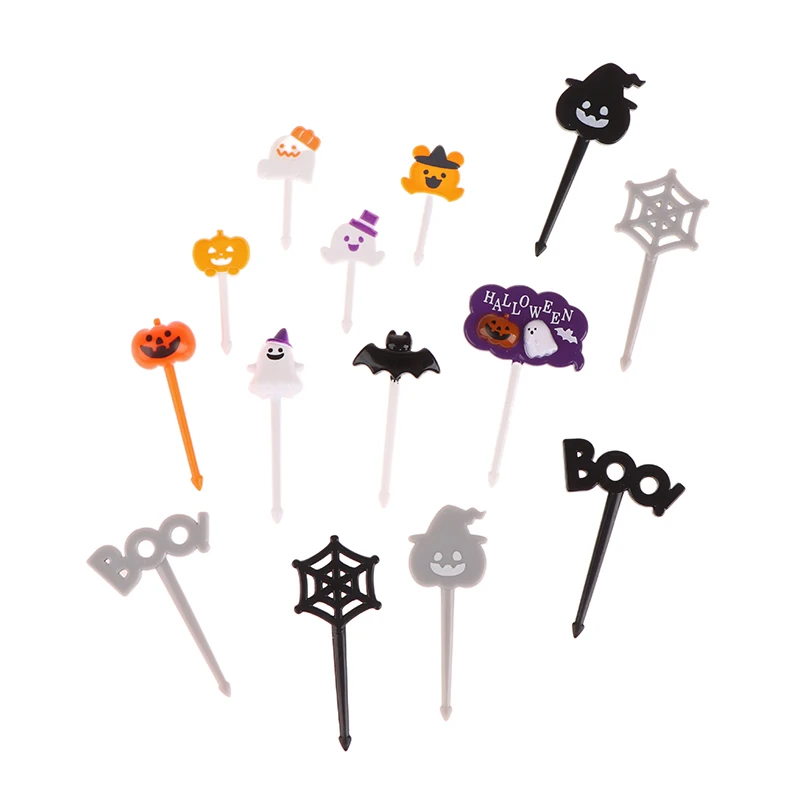 1Pack Halloween Cocktail Picks Fruit Fork Creative Fashion Childrens Holiday Fruit Fork Set Cake Stick Desserts Forks