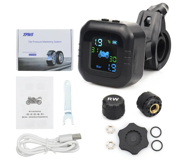 

Best Quality USB Solar Charging Motorcycle TPMS Motor Tire Pressure Tyre Temperature Monitoring Alarm System with 2 External New
