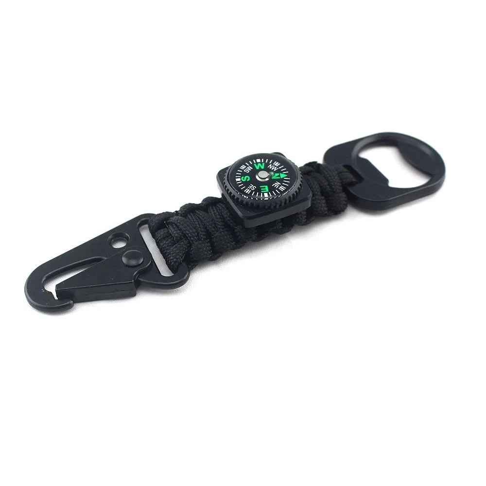 Multifunction Paracord Keychain With Compass Bottle Opener Military Braided 7-Cord Rope Emergency Knot Outdoor Survival Tools paracord keychain