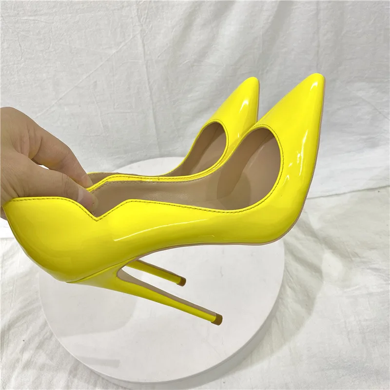 Sexy Pointed Toe 12CM Extreme High Heels Women's Sandals Party Wedding Banquet Stiletto Shoes Fashion Shallow Pumps yellow