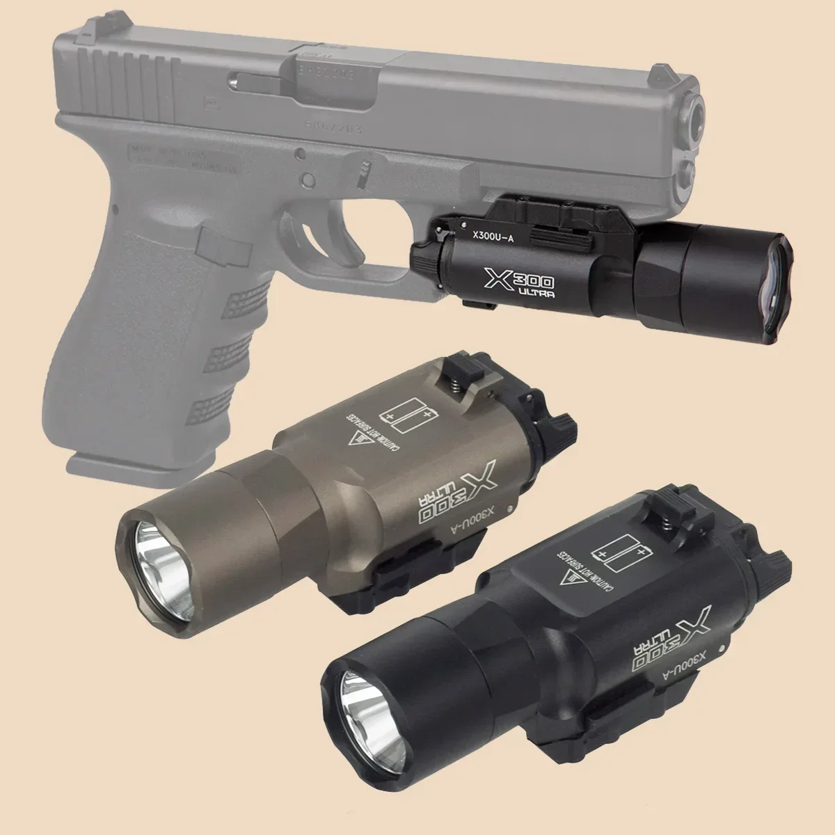 

Tactical SureFire LOGO X300U X300 Ultra X300V X300V-IR Weapon Gun Flashlight Pistol Scout Light Airsoft Glock 17 Hunting Torch