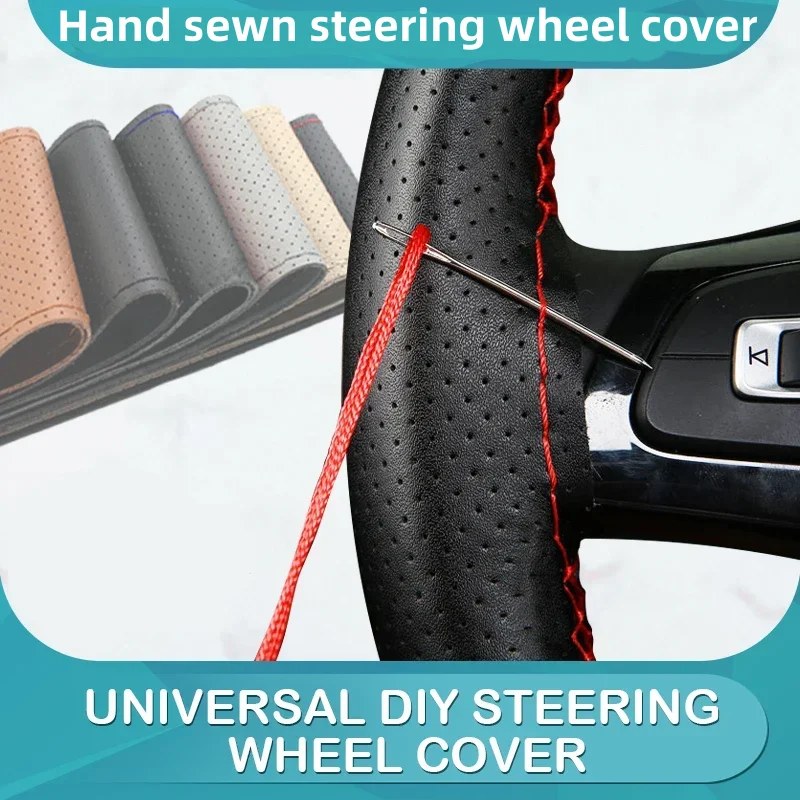 Leather Car Steering Wheel Cover Car Braid On The Steering Wheel 38 cm