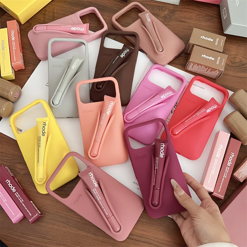 Hot Sale Soft Silicone Phone Case with Portable Lip Gloss Holder