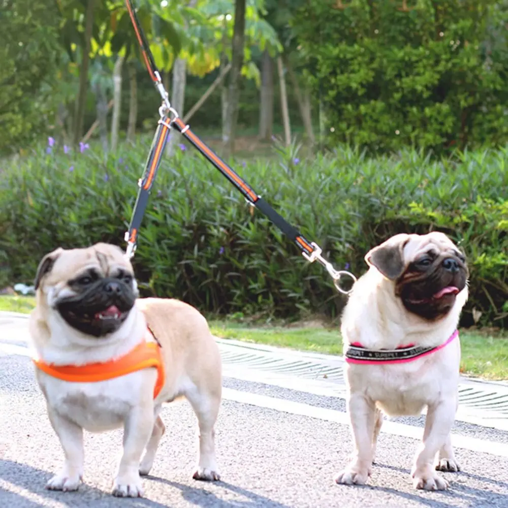 

Reflective Double Dog Leash Coupler Adjustable Comfortable Dual Dog Leash Splitter Durable Shock Absorbing