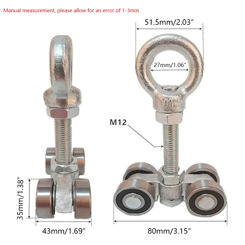 Taller Strut Channel Trolley Assembly Heavy Duty Sliding Door Linear Guide Bearing Top Mounted Channel Steel Shaft Hanging Wheel 4