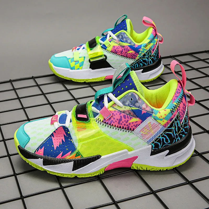 New Hot Superstar Fashion Rainbow Basketball Shoes Men Breathable High