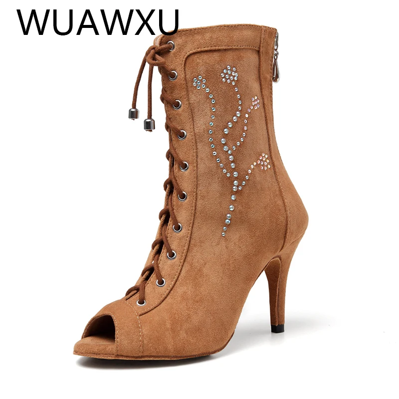NATASHA Women's Party Dance Shoes Suede Hot Drill Dance Shoes Jazz Dance Shoes Square Dance Shoes Soft Heels 7.5cm