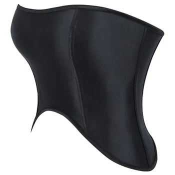Sexy Satin Overbust Corset Tops for Women Bustier Lingerie Black Elegant Female Strapless Vest Gothic Lace-up Korsett Corselet