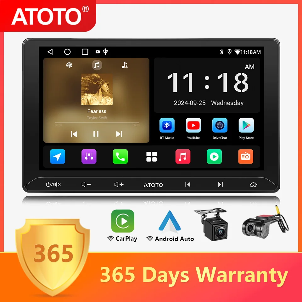 ATOTO 10 inch Android Car Radio Screen Wireless Apple Carplay