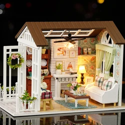 Charming DIY Miniature 3D Wooden House Craft Kit with Furniture and LED Lights (DIY Toys)