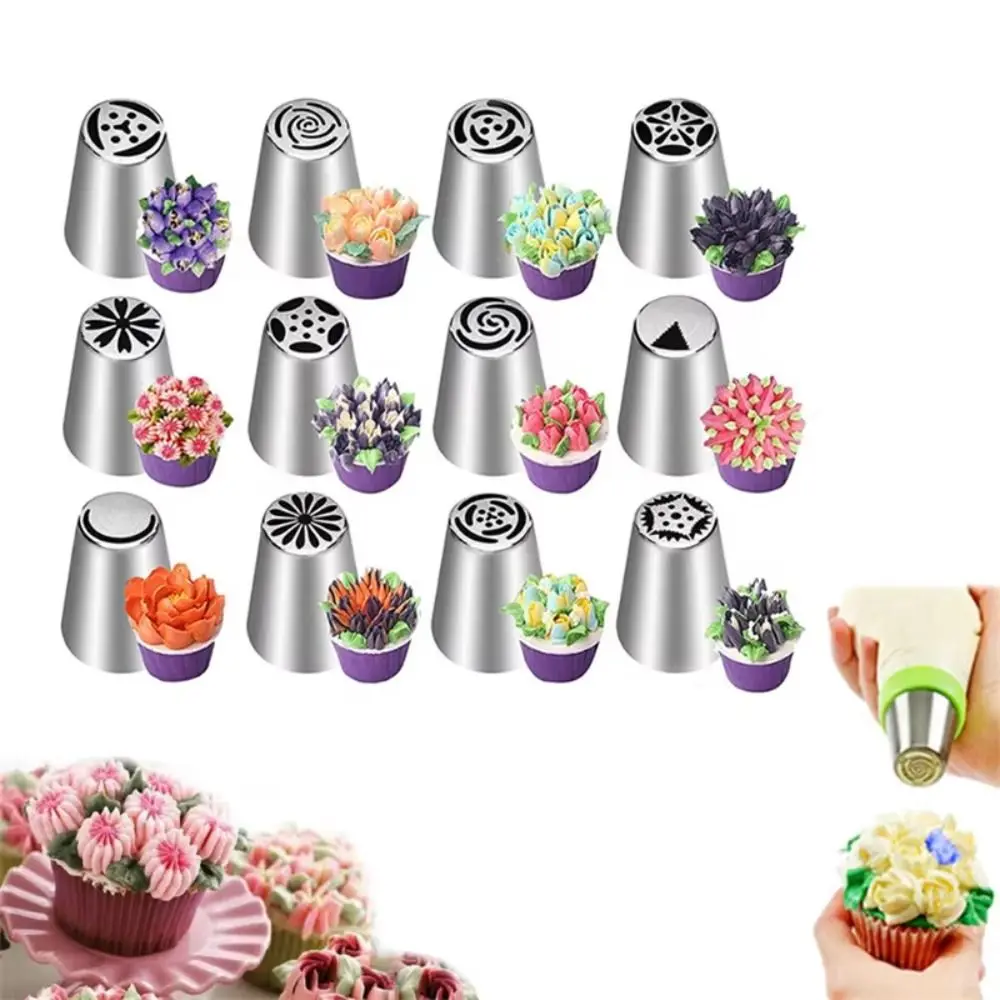 47pcs/set Steel Cake Decorating Nozzles Set Baking Tool DIY Russian Tips Nozzle Multi Style Creative Decorating Piping Tip