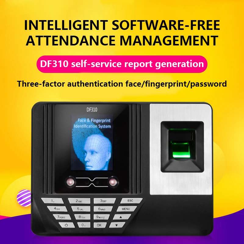 

DF310 Face Recognition Attendance Fingerprint Punch Card Face Recognition Sign Machine Brush Face To Work Punch 2.8 Inch Screen