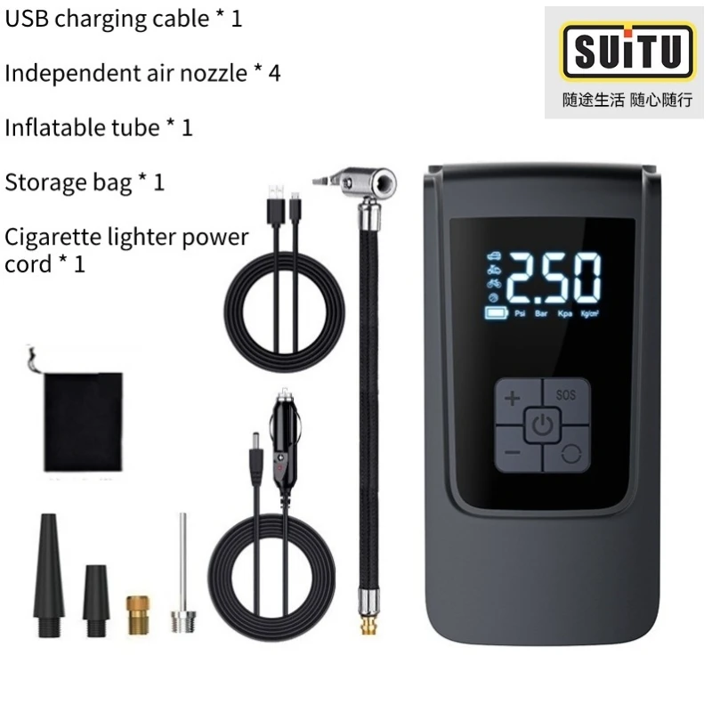 

7.4/12V Digital Air Pump 150PSI Smart Air Compressor LED Light Wireless Air Compressor 6000mAh Cordless Tire Pump for Motorcycle