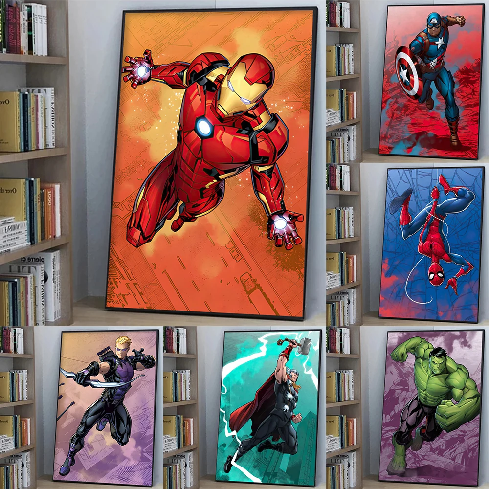 

MINISO Marvel Movie Avengers Superhero Wall Art Posters SpiderMan Home Room Decoration Canvas Painting Murals Print Picture Gift