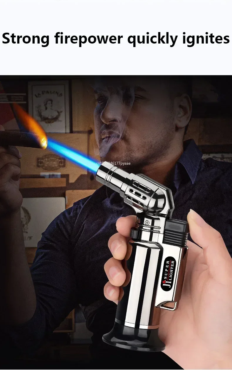 Description Picture 5 of itemPortable High-fire Metal Lighter Multifunctional Kitchen Barbecue Cigar Lighter Outdoor Windproof Turbine Gas Lighters Smoking