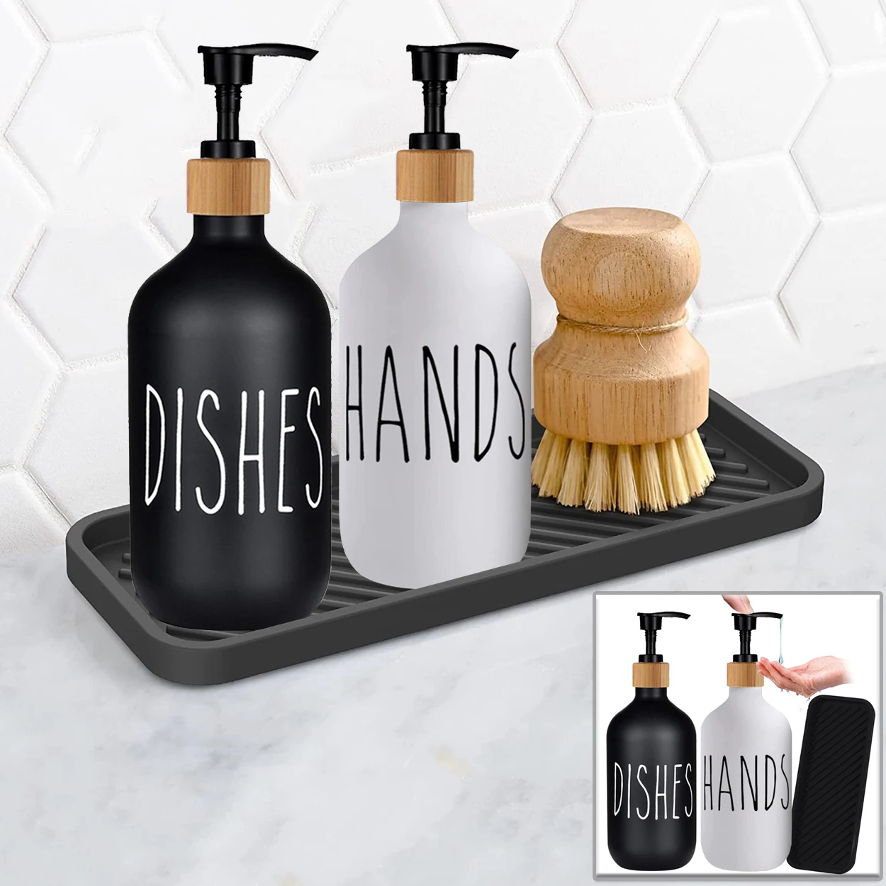 BlackDishSoapDispenserforKitchenSinkHandsSoapandDishes