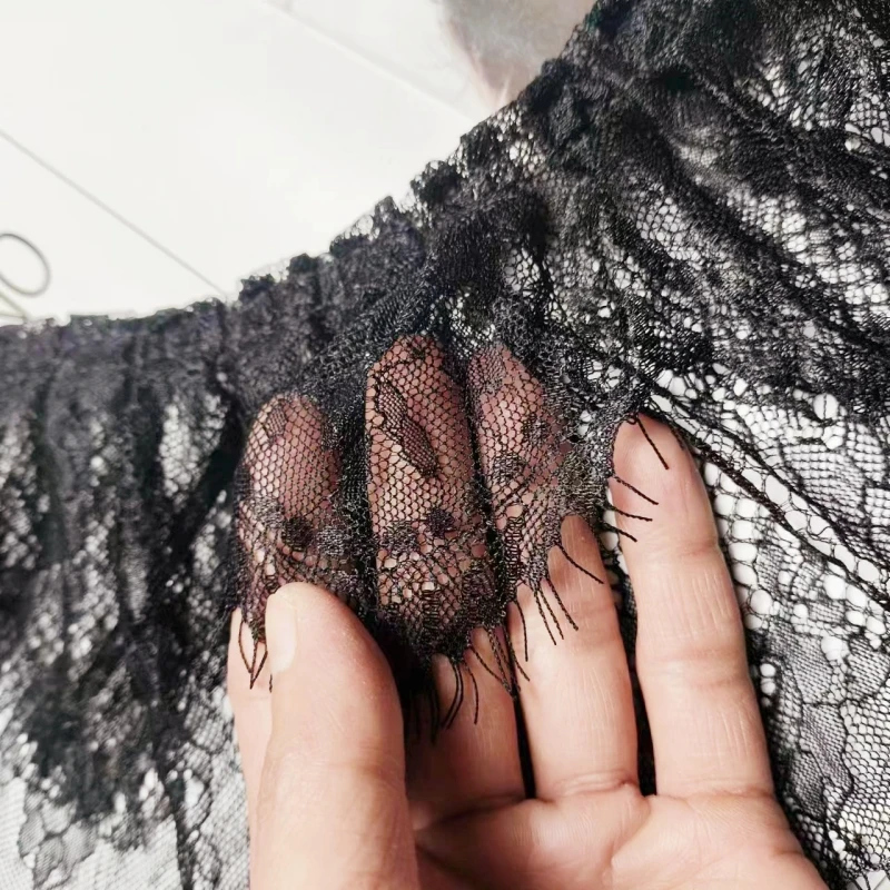 Soft double jacquard eyelashes wavy edge tulle lace DIY evening dress skirt trim fabric home textile sewing material