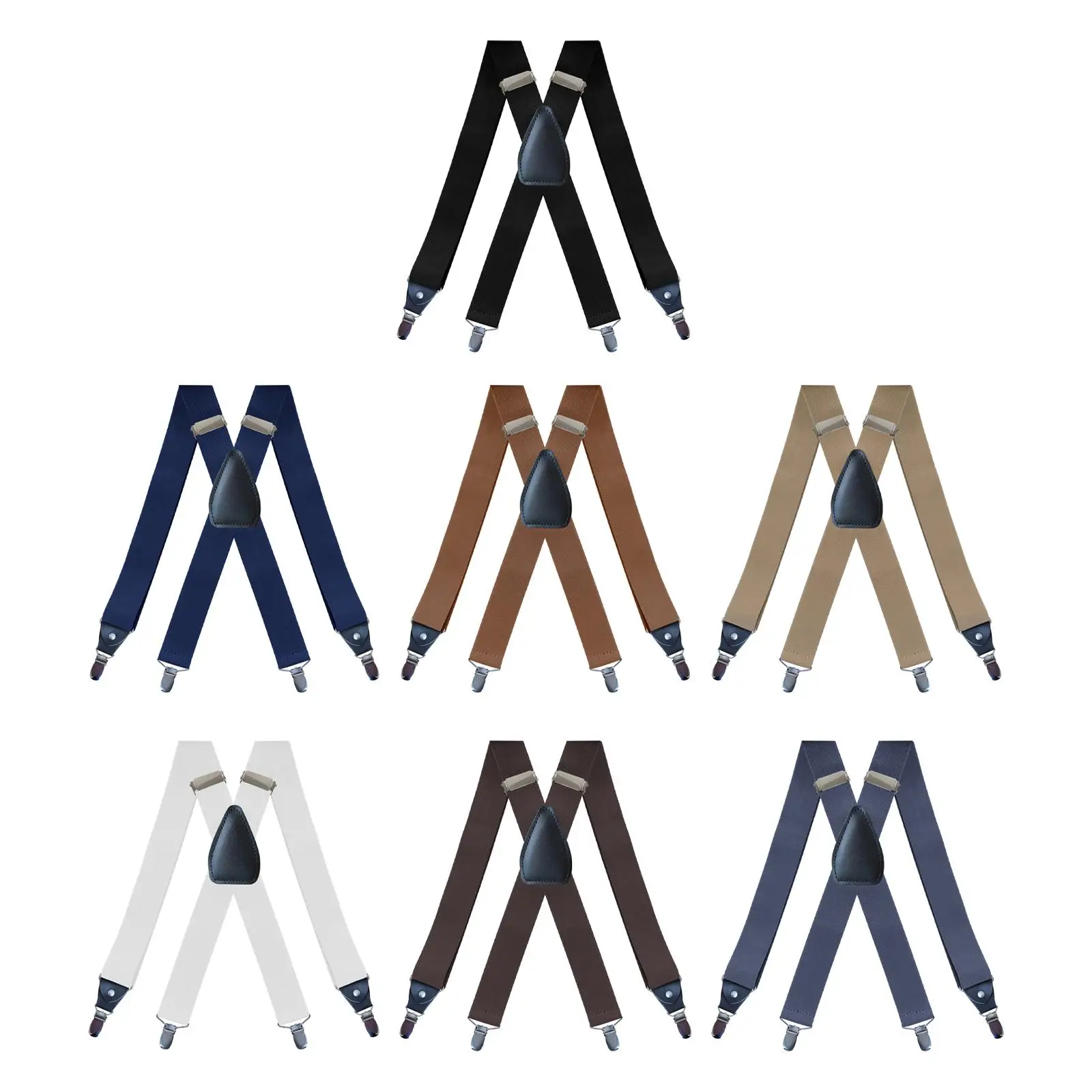 

Men's Suspenders Clips x Back Construction Solid 1.38 inch Brace Casual Unisex Adult