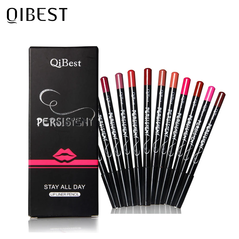 QIBEST12ColorsLipLinerPencilSetsNudeMatteLiplinerWaterproof