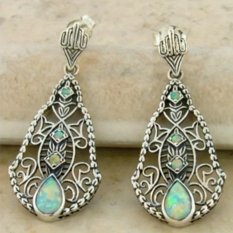 【STONEHENgE】Silver Material Water Drop Earrings SC0966 Blue Crystal Water Drop Silver Earring | Blue Waterdrop