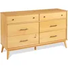 Mid-Century Solid Wood Dresser, 3/6 Drawers Storage Dresser for Living Room Bedroom 1