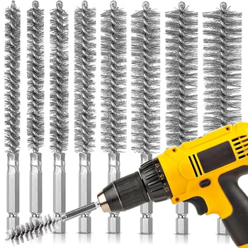 Stainless Steel Bore Brush for Drill Cleaning Hex Shank Handle Wire Brush Twisted Wire Brushes for Power Drill Cleaning Tools 1
